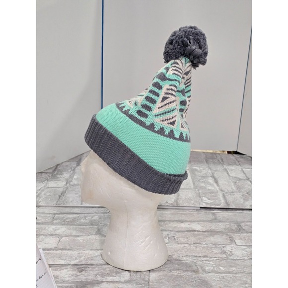 Patagonia Kids Powder Town Beanie Snow Beam Nouveau Green One Size - Picture 5 of 9